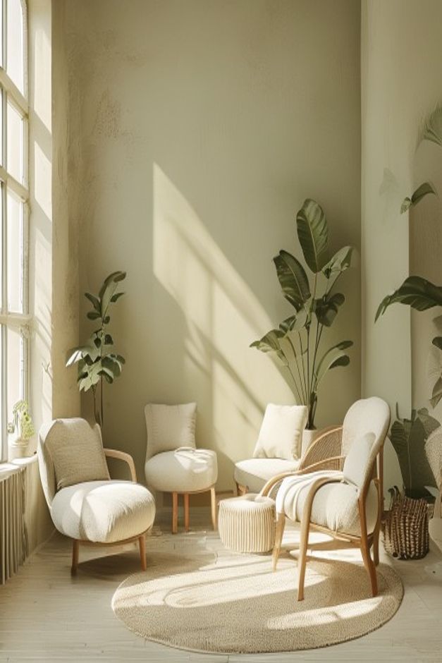 Calm wellness space with natural light